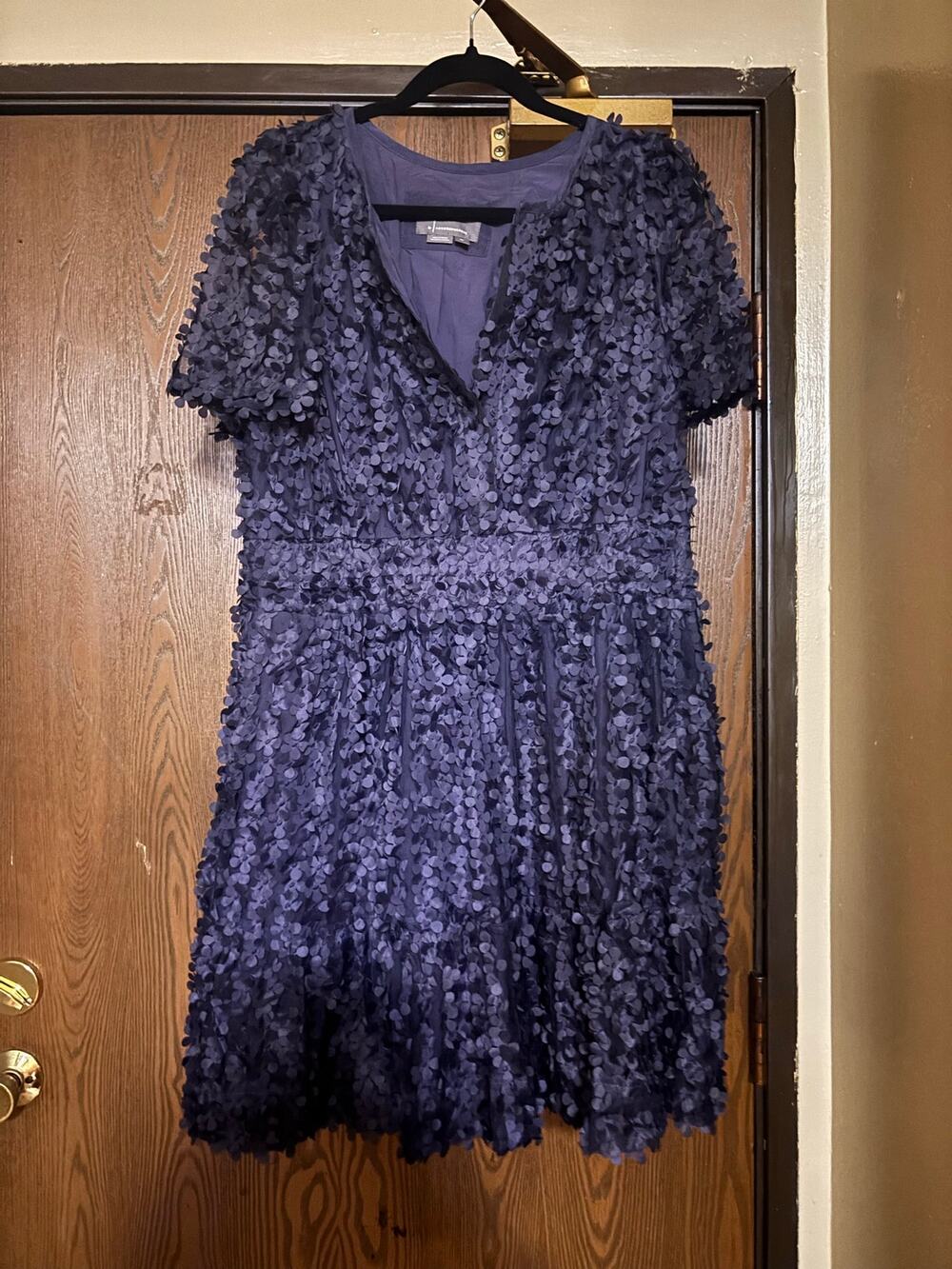NWOT Anthropologie Somerset 3-D Floral Appliqué Whimsy Girly Unique Mini Dress